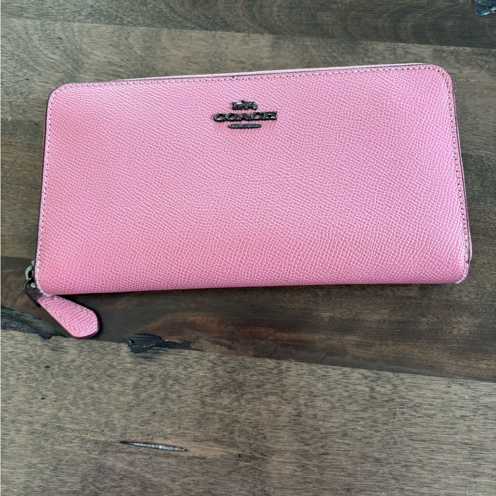 Coach Textured Pink Leather Wallet